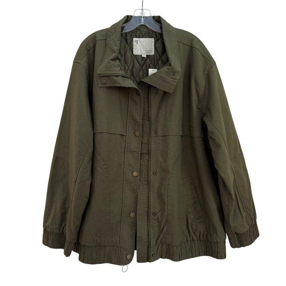 Anthropologie Pilcro Oversized Bomber Jacket Womens XL Moss Green Boho Lined NWT - Picture 10 of 14